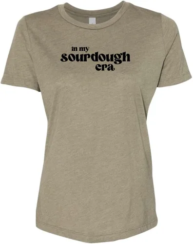 Vista 7 de Cute Women's Screen Printed Crew Neck Tee, Shirts With Sayings, Dusty Blue or Olive