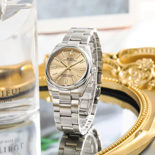 Vista 2 de BUREI Couple Watch for Men and Women Dress Minimalist Stainless Steel Watches Waterproof Fashion Watches