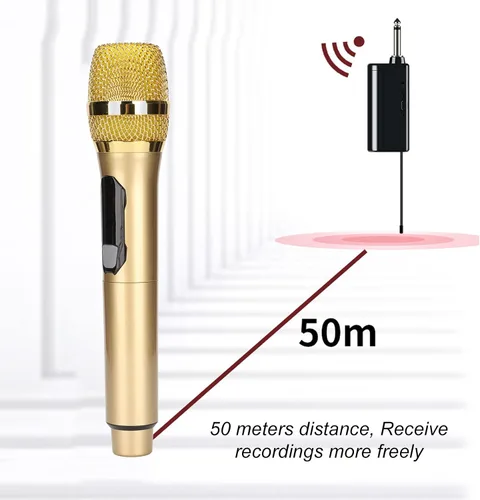 Vista 6 de Diyeeni Micrófono de karaoke de mano, sistema de micrófono con receptor recargable, micrófono dinámico portátil con pantalla LED, para cantar