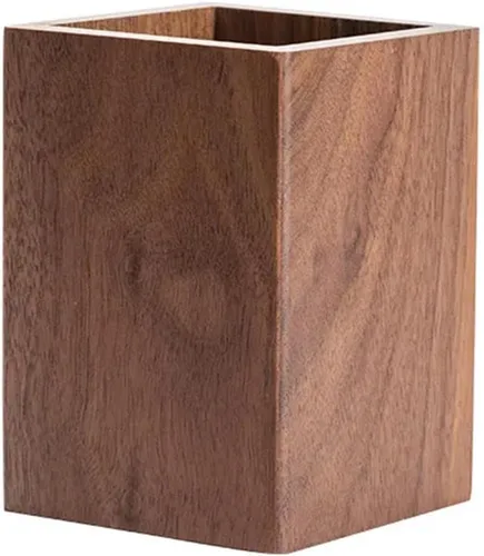 Vista 2 de Portalápices de madera para escritorio, soporte multifuncional para almacenamiento de suministros escolares de oficina, organizador de escritorio