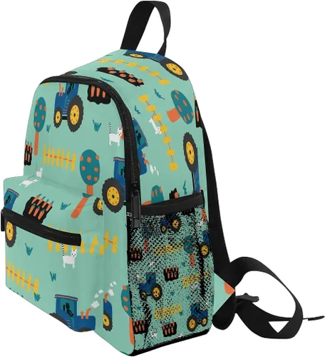 Vista 3 de Tractors - Mochila sin costuras para niños pequeños, mochila escolar para niños y niñas, bolsa preescolar para jardín de infantes, Tractores
