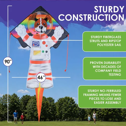 Vista 3 de Premier Kites Large Easy Flyer Space Adventures Kite Complete Set – Easy to Fly Single Line Kite w/ 300 ft Flying Line Included, Durable Lightweight