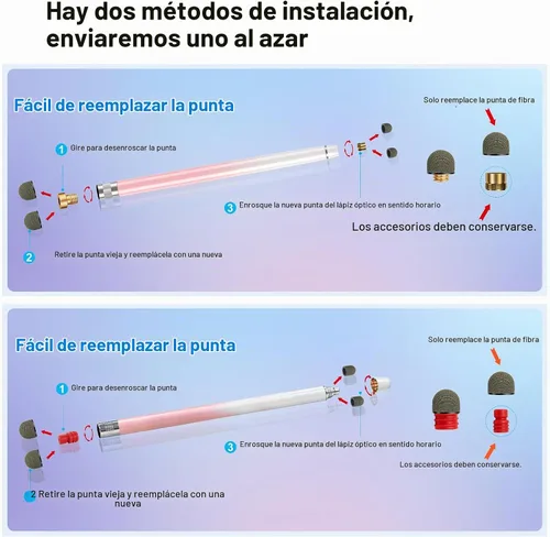 Vista 7 de Bopomofo 2 piezas de lápices capacitivos para pantallas táctiles, Lápiz capacitivo para iPhone/iPad/Tablet Android/Microsoft Surface, Compatible