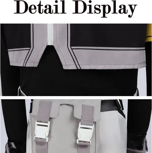 Vista 6 de Gachiakuta Rudo - Disfraz completo de cosplay con accesorios, uniforme gris con capucha para Halloween