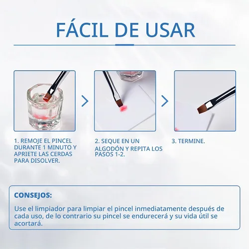 Vista 6 de Limpiador de cepillo de uñas, 5 onzas líquidas, 5.1 fl oz, limpiador y acondicionador de uñas de limpieza rápida, cepillo de uñas acrílico, cepillo