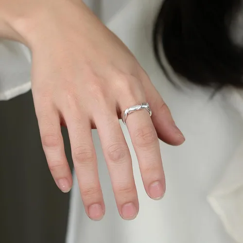 Vista 132 de Anillo de plata de ley 925, minimalista, ajustable, hecho a mano, para mujeres y niñas