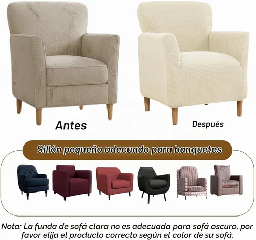 Vista 3 de LiveGo - Funda elástica para sillón de mediados de siglo moderno de 1 pieza, fundas de acento de jacquard para silla con brazos, fundas impermeables