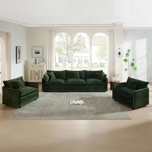 Vista 15 de 76.7" Cloud Couch for Living Room, Deep Seat Loveseat Sofa, Beige Breathable Chenille, 2-Seats Couch for Apartment Small Spaces, Pocket Spring