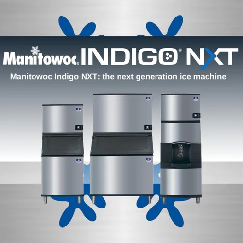 Vista 4 de Manitowoc IDT0450A-161 Indigo NXT Máquina para hacer hielo de dados completos refrigerados por aire de 30 pulgadas con contenedor de almacenamiento