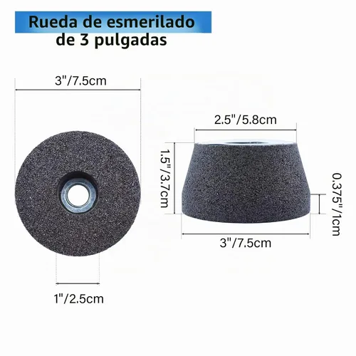 Vista 2 de Muela de piedra de molienda de 3 pulgadas de SiC verde, muela de copa acampanada para granito, mármol, hormigón, mampostería con mandril roscado