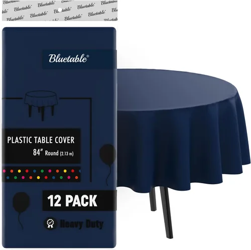 Vista 14 de Bluetable Mantel de plástico desechable rectangular negro (paquete de 12) a granel, mantel ultra resistente (54 x 108 pulgadas), mesas de 6 pies u 8