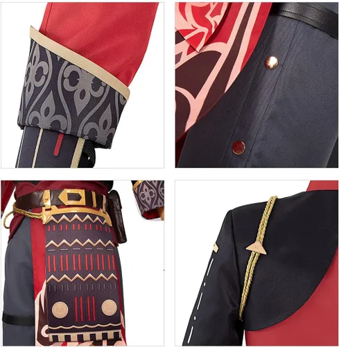 Vista 9 de JoySeed Genshin Impact - Disfraz de Thoma para cosplay, conjunto completo, traje de Halloween y Navidad, uniforme de fiesta - L