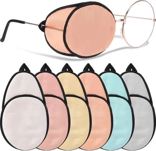 Vista 9 de Nuanchu 6 parches de seda para ojos para adultos, hombres, mujeres, anteojos, parches suaves para cubrir cualquier ojo (negro)