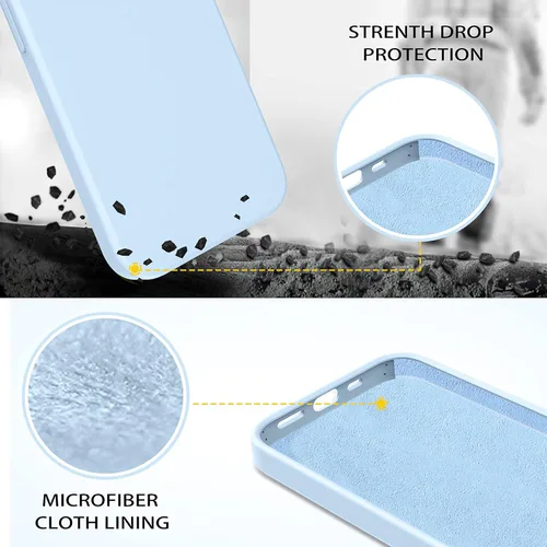 Vista 2 de Telaso Funda compatible con iPhone 13, silicona líquida de gel suave para iPhone 13, funda delgada con forro de microfibra a prueba de golpes, Azul