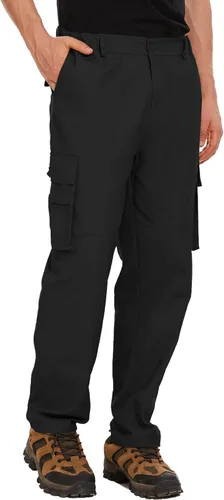 Vista 2 de LVCBL Pantalones cargo para hombre, ajuste relajado, tácticos, pantalones de trabajo, pantalones de algodón con bolsillos