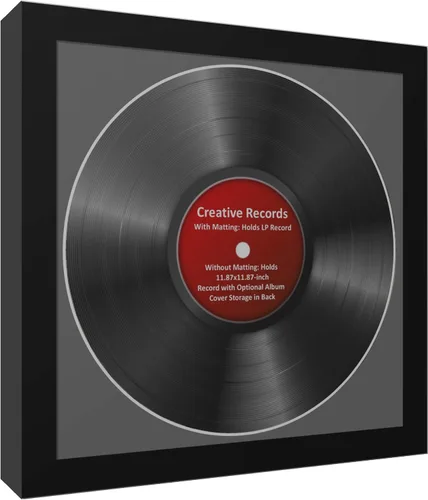 Vista 2 de Creative Picture Frames 4Pk-Lp12.5X12.5Bk-B Lp - Marco para álbum de vinilo con paspartú negro, inserto de disco Lp, vidrio y colgador de pared