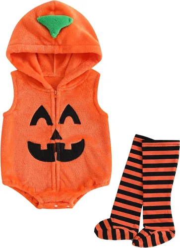 Vista 13 de Disfraz de Halloween para bebé, niño, niña, con capucha, sin mangas, overol con leggings, disfraz de Halloween Disfraz de pato verde