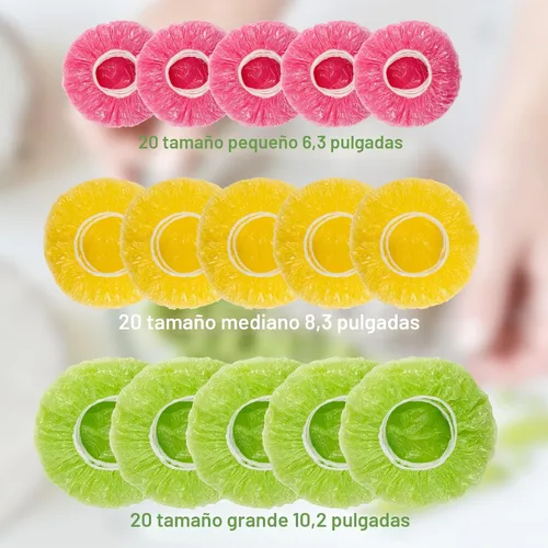 Vista 2 de MAQIHAN 60 piezas de cubiertas para cuencos reutilizables - Bolsas elásticas de plástico para mantener frescos los cuencos, cubiertas