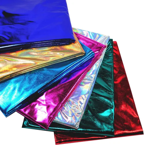 Vista 4 de Holograma metálico lámina elástica ancho 58 pulgadas (azul 1 yarda)