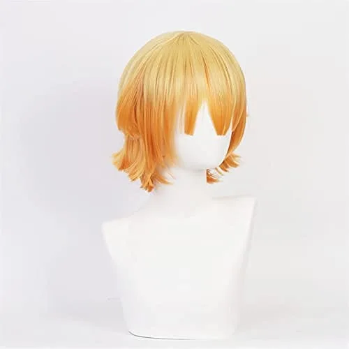 Vista 2 de Aadesso Anime Demon Slayer Kimetsu No Yaiba Agatsuma Zenitsu Cosplay Peluca Hombres Mujeres Resistente al Calor Pelucas de Pelo Sintético Halloween