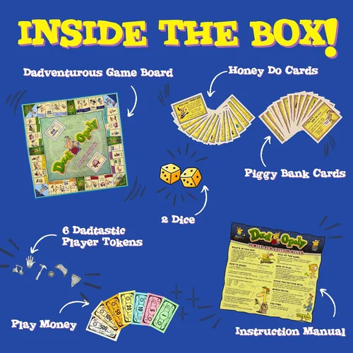Vista 4 de DadOpoly - El divertido juego de mesa familiar para papás y niños, risas nocturnas familiares y diversión de humor para papá