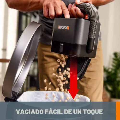Vista 4 de WORX WX030L.9 Aspiradora Compacta Inalámbrica Cube Vac de 20V Power Share, Solo Herramienta Desnuda, Sin Batería, Negro Battery & Charger not