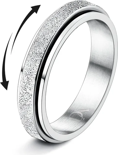 Vista 12 de Diamday Anillos Fidget para Mujeres y Hombres - Anillo Spinner de Acero Inoxidable 2/4 para Alivio de Ansiedad y Estrés con Purpurina Chorro
