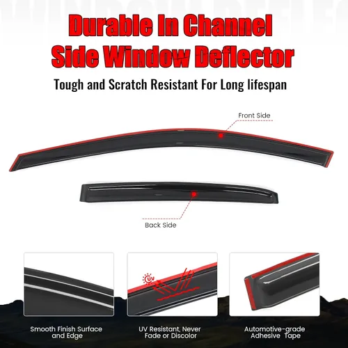 Vista 3 de IKON MOTORSPORTS Viseras de ventana de canal compatibles con Toyota Camry 2018-2024, protectores de lluvia acrílicos ahumado/tintados, deflectores