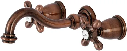Vista 8 de Kingston Brass KS3123AX - Grifo de baño de montaje en pared central de 8 pulgadas, latón antiguo