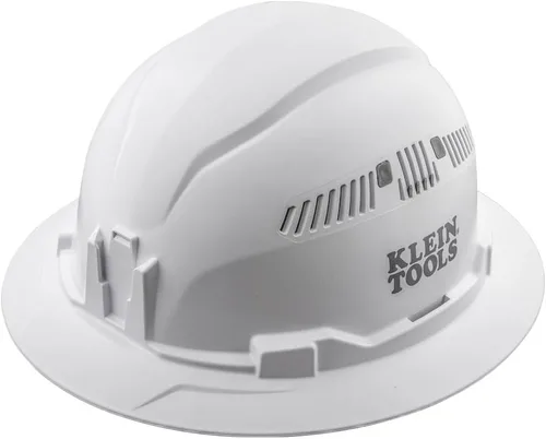 Vista 14 de Klein Tools Hard Hat, Vented, Full Brim Style, Padded, Self-Wicking Odor-Resistant Sweatband, Black