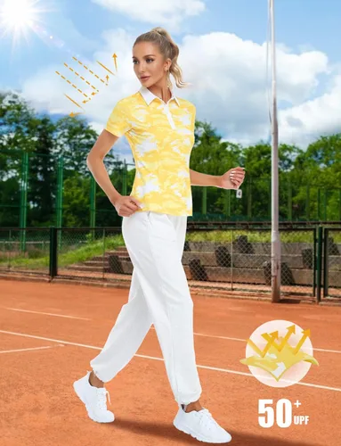 Vista 6 de Hiverlay Women Golf Shirts Polo Shirts for Women UPF 50+ Lightweight Quick-Dry Collared Tennis Daily Shirts Work Tops