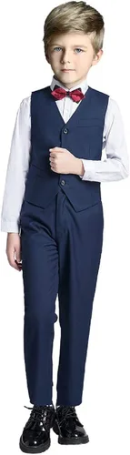 Vista 2 de Fersumm Traje ajustado para niños, trajes formales para niños, conjunto de chaleco y camisa