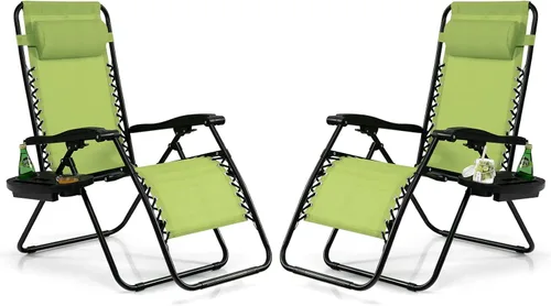 Vista 13 de Tangkula Zero Gravity - Silla plegable para patio, reclinable, ajustable, con soporte para tazas, reposabrazos anchos para patio, jardín, piscina