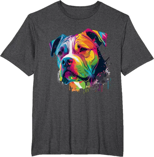 Vista 60 de Colorful American Bulldog American Bully Men Women T-Shirt Asphalt Grey