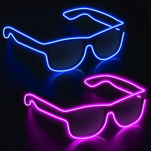 Vista 13 de YouRfocus Gafas inalámbricas con luz LED que brillan en la oscuridad para fiestas rave, EDM (azul)