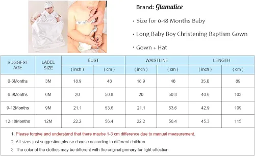 Vista 3 de Glamulice Vestido de bautizo para bebé y niño