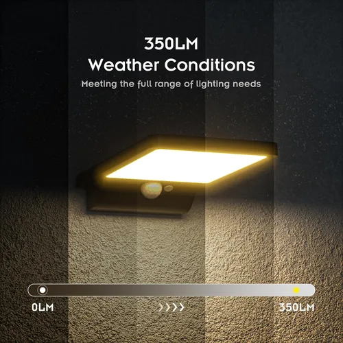 Vista 2 de Luz solar para exteriores, pared, paso, puerta, poste, blanco cálido de 3000 K, batería de litio de 2000 mAh, 350 lm, impermeable, sensor