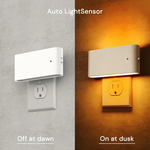 Vista 2 de L LOHAS LED - Luz nocturna LED, paquete de 2 luces nocturnas LED modernas enchufables en la pared con sensor de atardecer a amanecer, 0-100LM