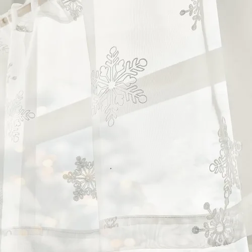 Vista 7 de jinchan Cenefa de cortinas de Navidad transparentes de copo de nieve de 18 pulgadas de largo, decoraciones de Navidad, tratamiento de ventana