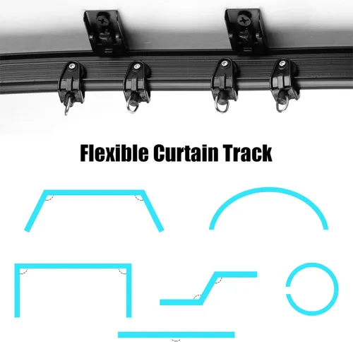 Vista 3 de Jetec Riel de cortina flexible para techo, riel flexible flexible para colgar en la pared, para sala de estar, dormitorio, barra divisora RV