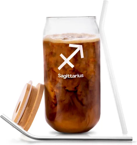 Vista 9 de Taza de café helado de 18 onzas Vaso de cerveza Taza de café con tapa y popote Regalos del zodiaco de acuario para mujeres y hombres