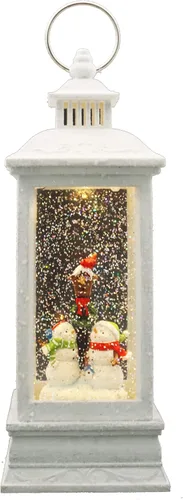 Vista 3 de Victory Creative Iluminación estacional de Navidad, muñeco de nieve y casa de pájaros, linterna musical de globo de nieve de 11 pulgadas
