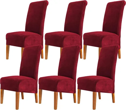 Vista 13 de Fundas elásticas para sillas de comedor, fundas protectoras de asiento extraíbles de terciopelo suave para sillas Parson (2, beige)