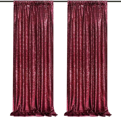 Vista 68 de 2 cortinas de 2 x 8 pies de lentejuelas con brillantina para marco de fotografía, para fiestas o fondos de fotografía