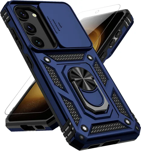 Vista 16 de Funda para Samsung Galaxy S23, con cubierta deslizante para cámara, protector de pantalla HD, soporte de anillo giratorio de 360°, protección