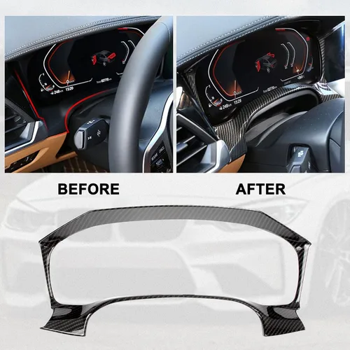 Vista 7 de Xotic Tech - Cubierta de marco de instrumentos para consola central interior, patrón de fibra de carbono, compatible con BMW Serie 3 G20 G28