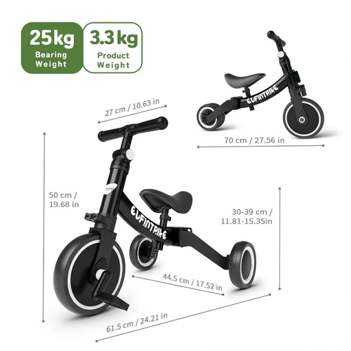 Vista 7 de besrey Bicicleta 5 en 1 para niños de 1 año a 4 años, triciclo para niños pequeños, triciclo para niños, juguetes para niños y niñas, entrenamiento
