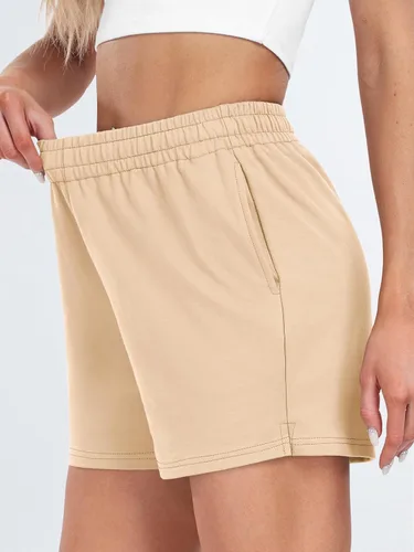 Vista 75 de AUTOMET Pantalones cortos deportivos para mujer, estilo casual, con cordón, cómodos, elásticos, de cintura alta, con bolsillos