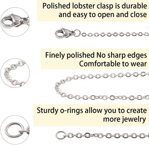 Vista 4 de Jishi Cadenas de suministros de fabricación de joyas, cadenas de eslabones de cable de 60 pies para hacer joyas, collares, aretes, pulseras 6