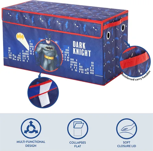 Vista 3 de Idea Nuova Batman - Baúl plegable de almacenamiento de juguetes para niños, duradero con tapa suave, 28.5 x 14.5 x 16 pulgadas